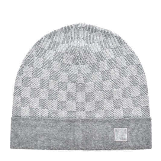 CHEQUERED BEANIE - LIGHT GREY